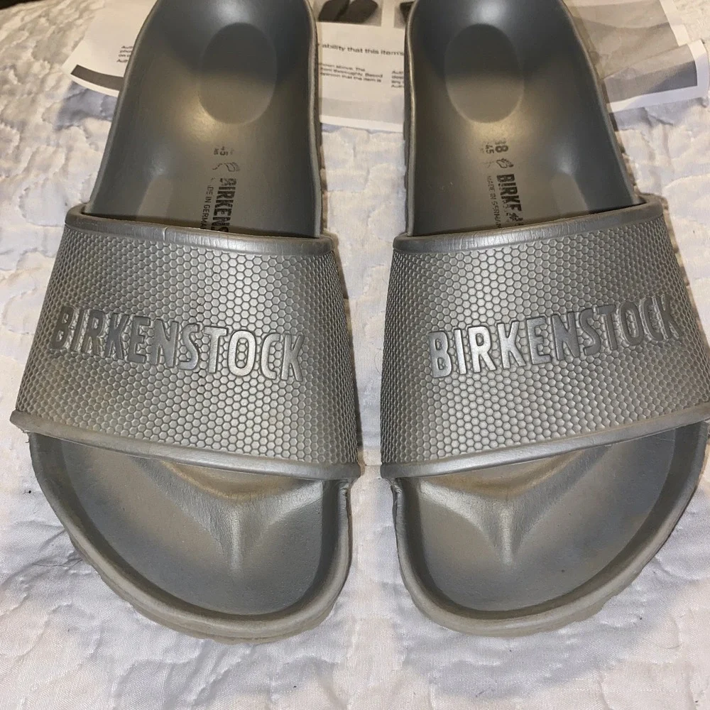 Birkenstock Barbados EVA silver Slides ‎ Unisex Sz.38 W 7-7.5 M 5.5-6 Authentic